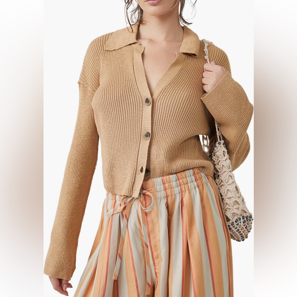 FREE PEOPLE ELLA BUTTON UP CARDIGAN SWEATER SIZE L MSRP $98.00 NWT